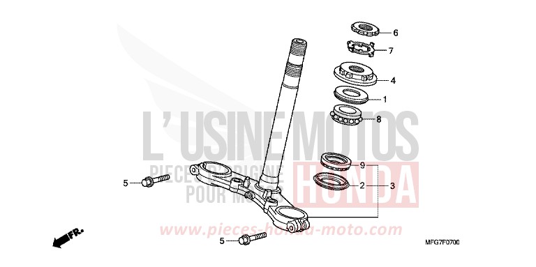 STEERING STEM for CB600F Hornet ABS PEARL COOL WHITE (NHA16) from 2009